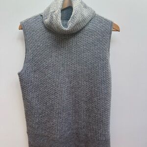 Repeat Heather Gray Sleeveless Knit Wool/Cashmere Turtleneck Sweater